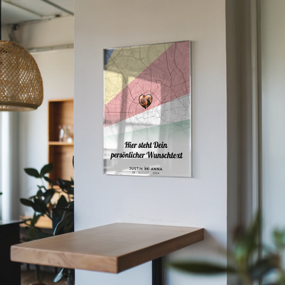 Personalisiertes Acrylglas Bild Paare Stadtkarte Seychellen Wunschtext