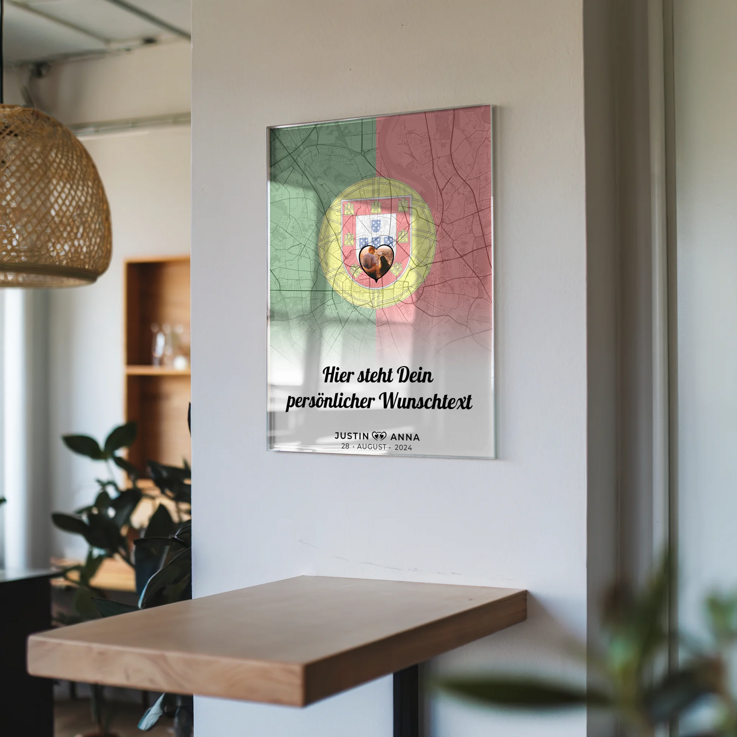 Personalisiertes Acrylglas Bild für Paare Stadtkarte Portugal