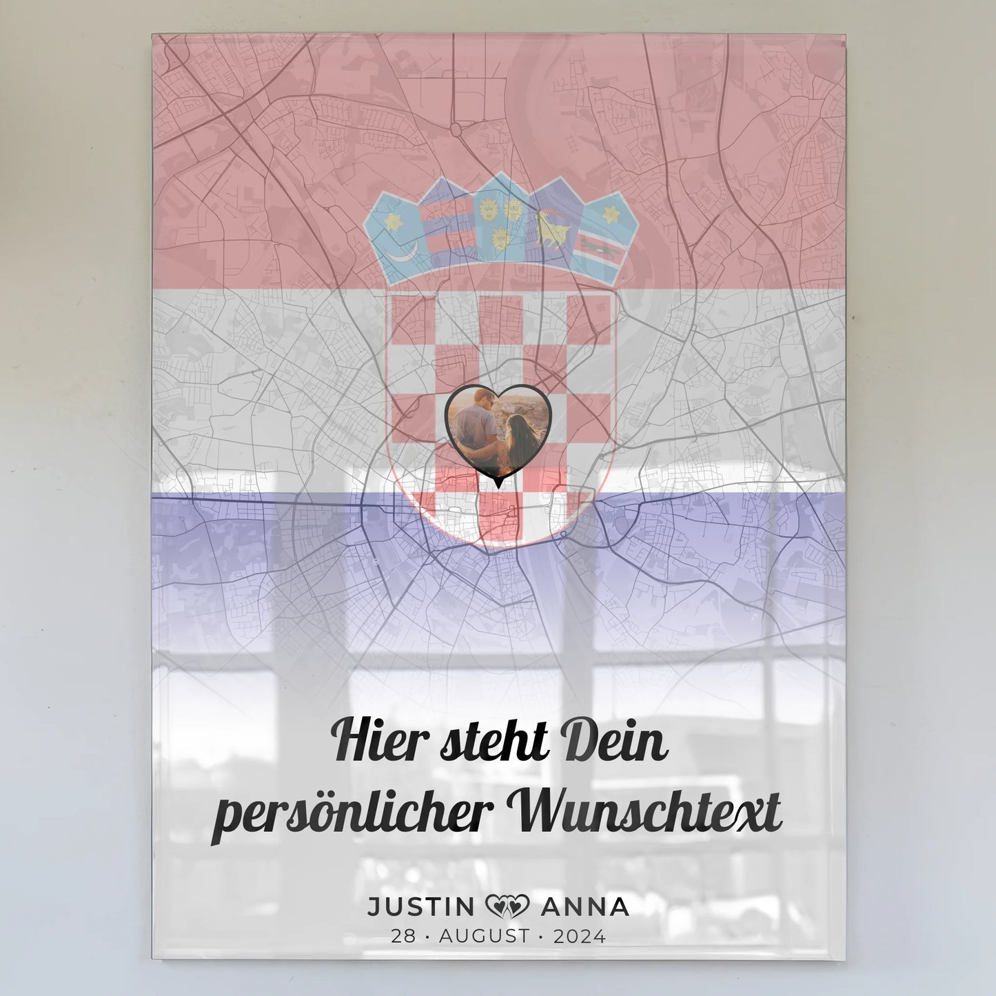 Personalisiertes Acrylglas Bild für Paare mit Stadtkarte Kroatien Foto