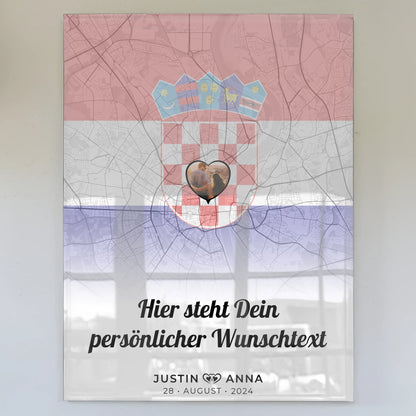 Personalisiertes Acrylglas Bild für Paare mit Stadtkarte Kroatien Foto