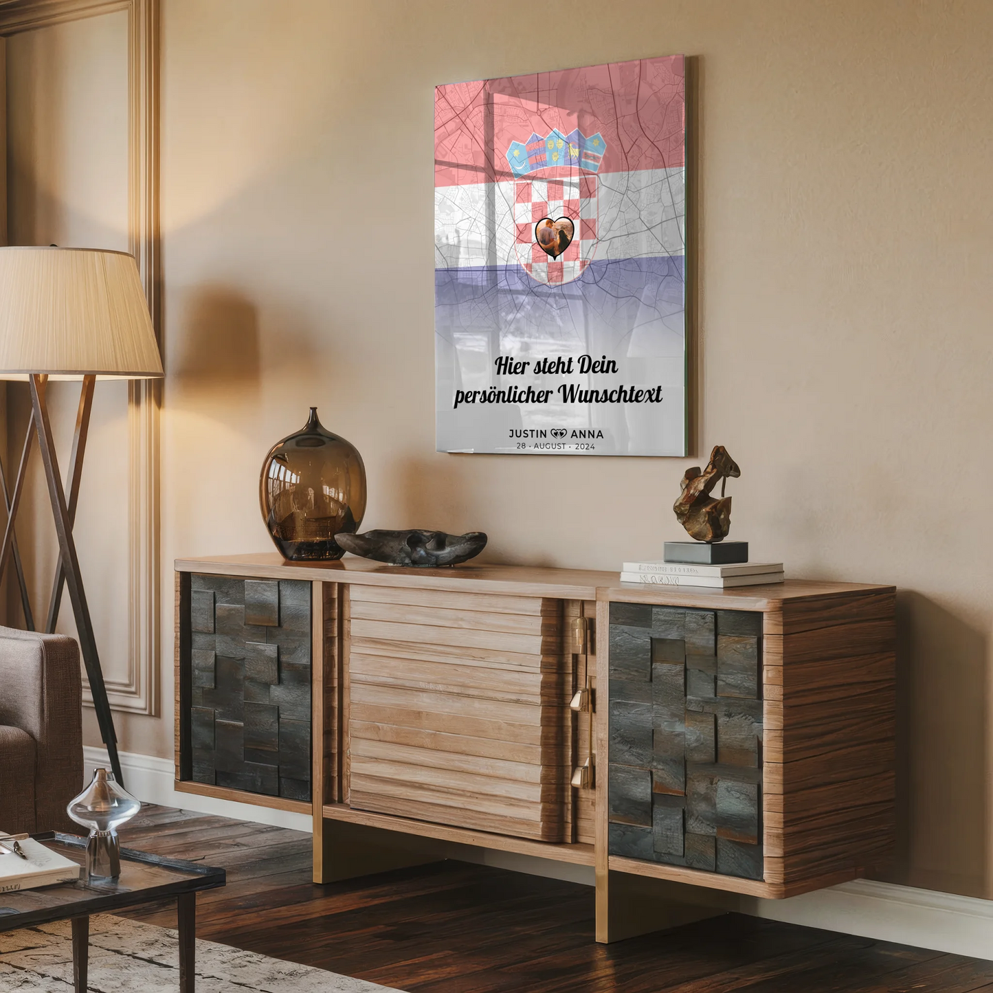 Personalisiertes Acrylglas Bild für Paare mit Stadtkarte Kroatien Foto