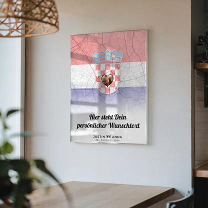Personalisiertes Acrylglas Bild für Paare mit Stadtkarte Kroatien Foto