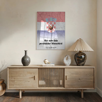 Personalisiertes Acrylglas Bild für Paare mit Stadtkarte Kroatien Foto