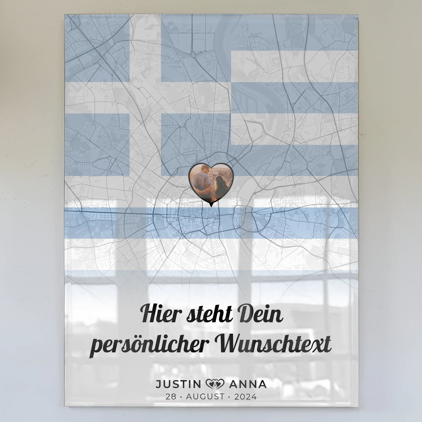 Personalisiertes Acrylglas Bild Paare Stadtkarte Foto Griechenland Wunschtext