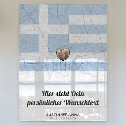 Personalisiertes Acrylglas Bild Paare Stadtkarte Foto Griechenland Wunschtext