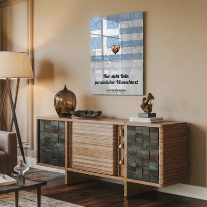 Personalisiertes Acrylglas Bild Paare Stadtkarte Foto Griechenland Wunschtext
