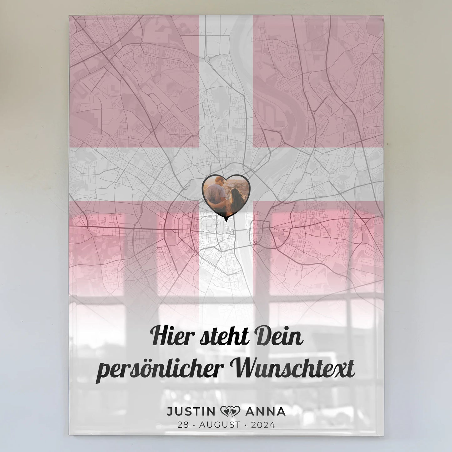 Personalisiertes Acrylglas Bild für Paare Stadtkarte Dänemark Foto Wunschtext