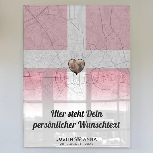 Personalisiertes Acrylglas Bild für Paare Stadtkarte Dänemark Foto Wunschtext