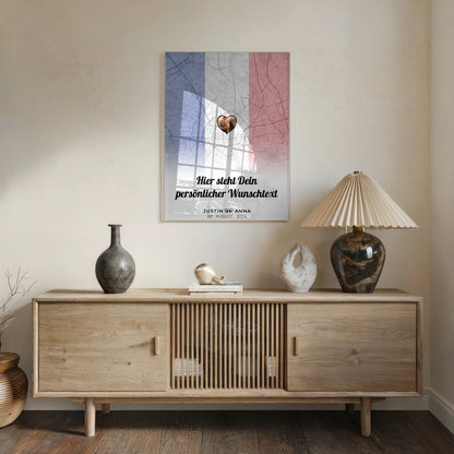 Personalisiertes Acrylglas Bild für Paare Stadtkarte Frankreich