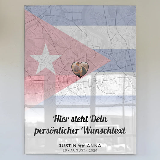 Personalisiertes Acrylglas Bild Paare Stadtkarte Kuba Foto Wunschtext