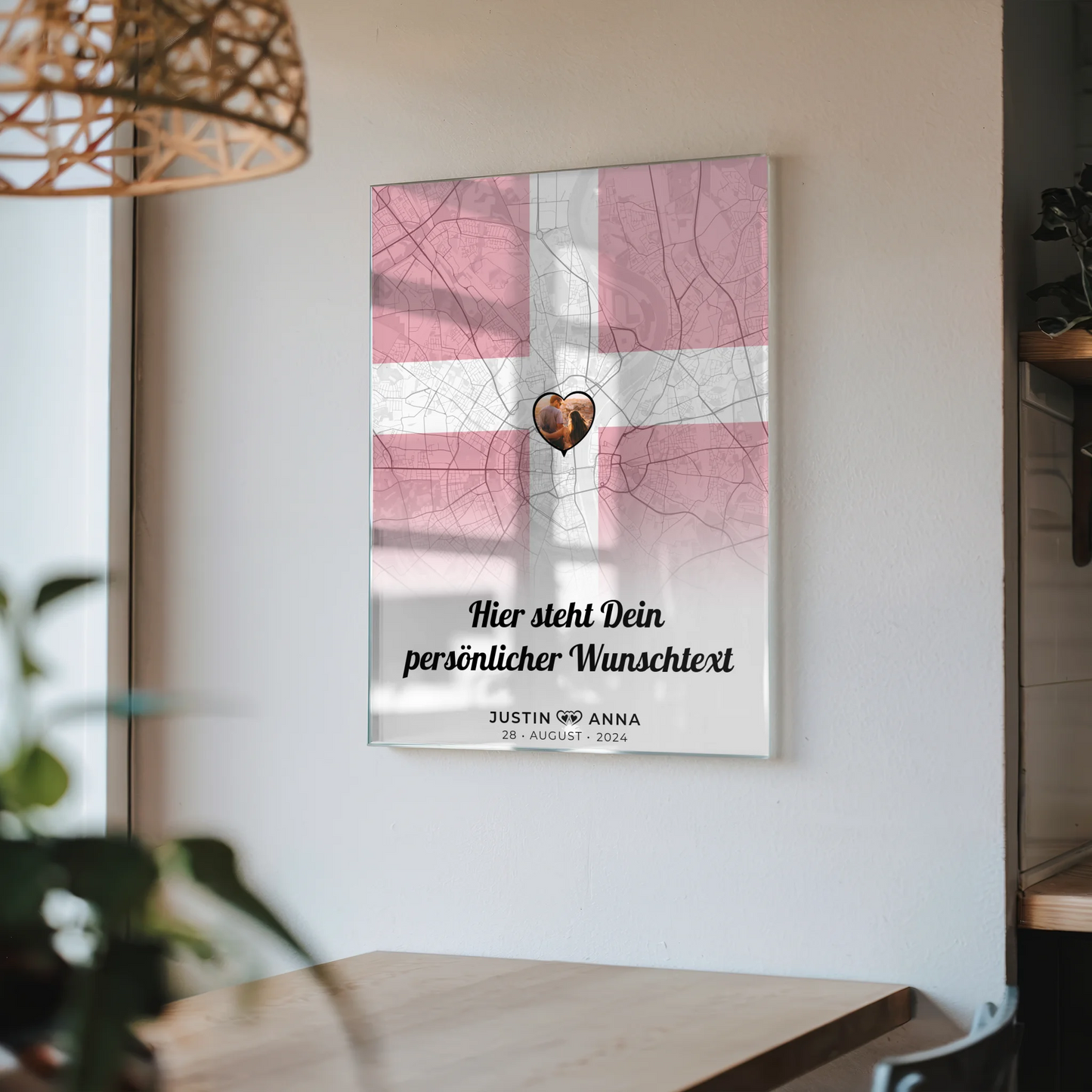 Personalisiertes Acrylglas Bild für Paare Stadtkarte Dänemark Foto Wunschtext