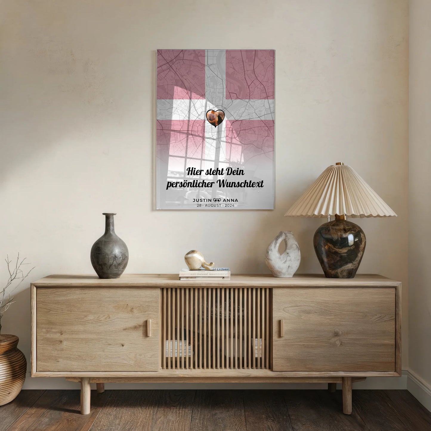 Personalisiertes Acrylglas Bild für Paare Stadtkarte Dänemark Foto Wunschtext