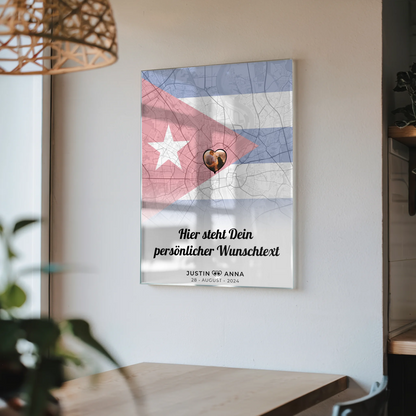 Personalisiertes Acrylglas Bild Paare Stadtkarte Kuba Foto Wunschtext