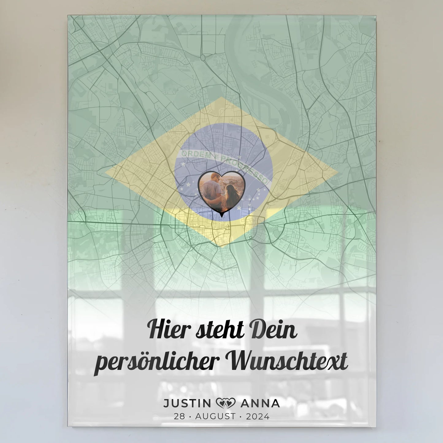 Personalisiertes Acrylglas Bild Paare Stadtkarte Brasilien mit Wunschtext
