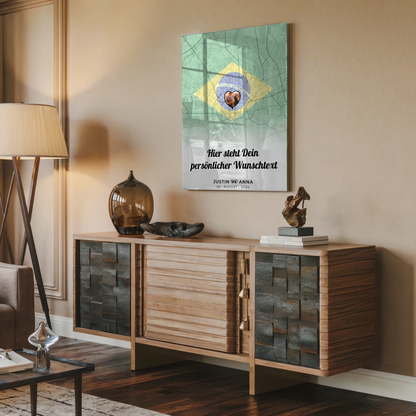 Personalisiertes Acrylglas Bild Paare Stadtkarte Brasilien mit Wunschtext