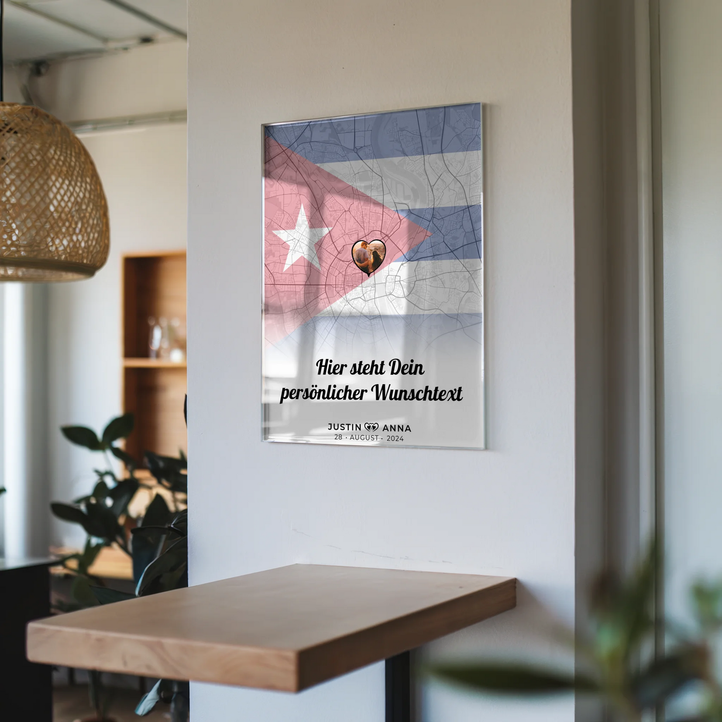 Personalisiertes Acrylglas Bild Paare Stadtkarte Kuba Foto Wunschtext
