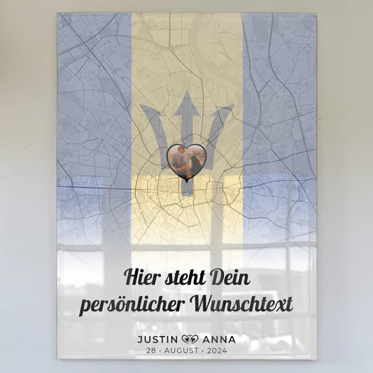 Acrylglas Bild personalisiert für Paare Stadtkarte Barbados Foto