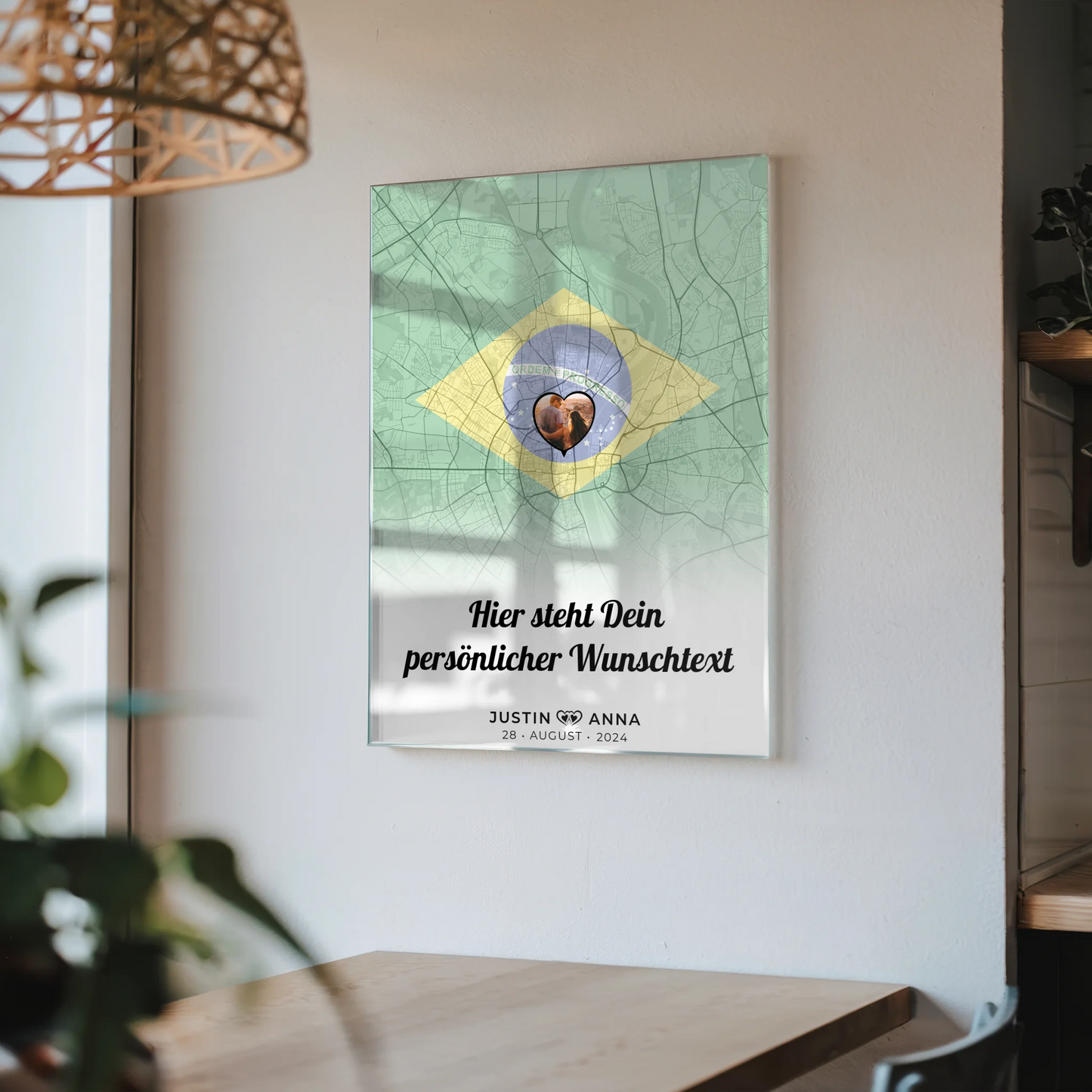 Personalisiertes Acrylglas Bild Paare Stadtkarte Brasilien mit Wunschtext