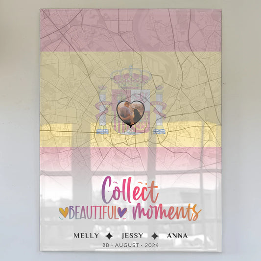 Acrylglas Bild personalisiert Freundinnen Stadtkarte Foto Spanien