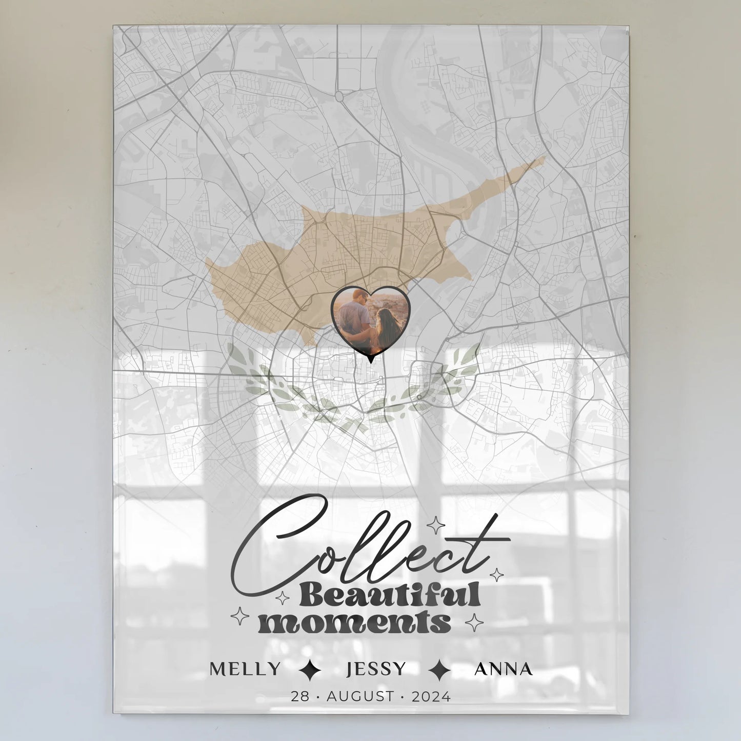 Personalisiertes Acrylglas Bild Freundinnen Zypern Stadtkarte