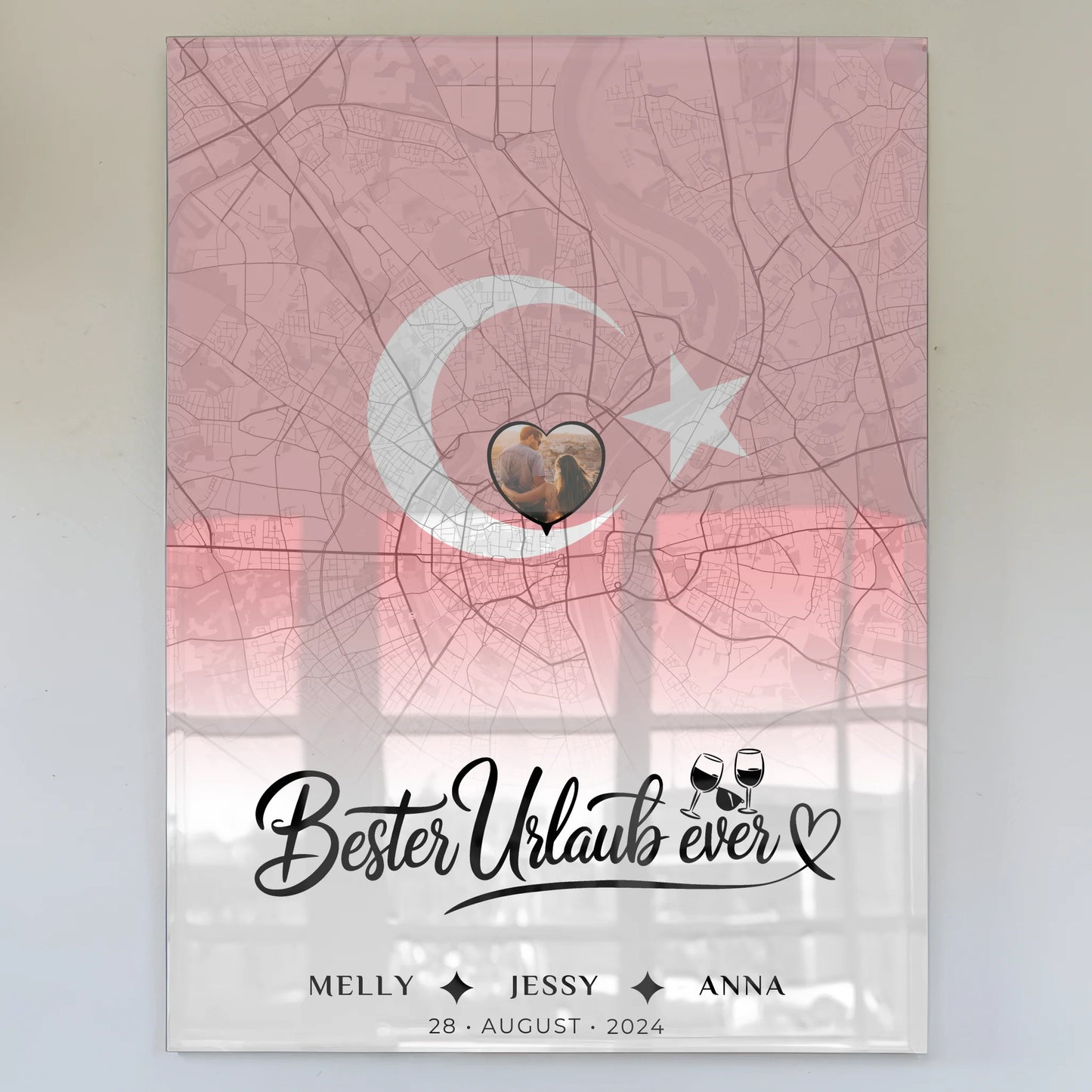 Personalisiertes Acrylglas Bild Freundinnen Stadtkarte Türkei Urlaub