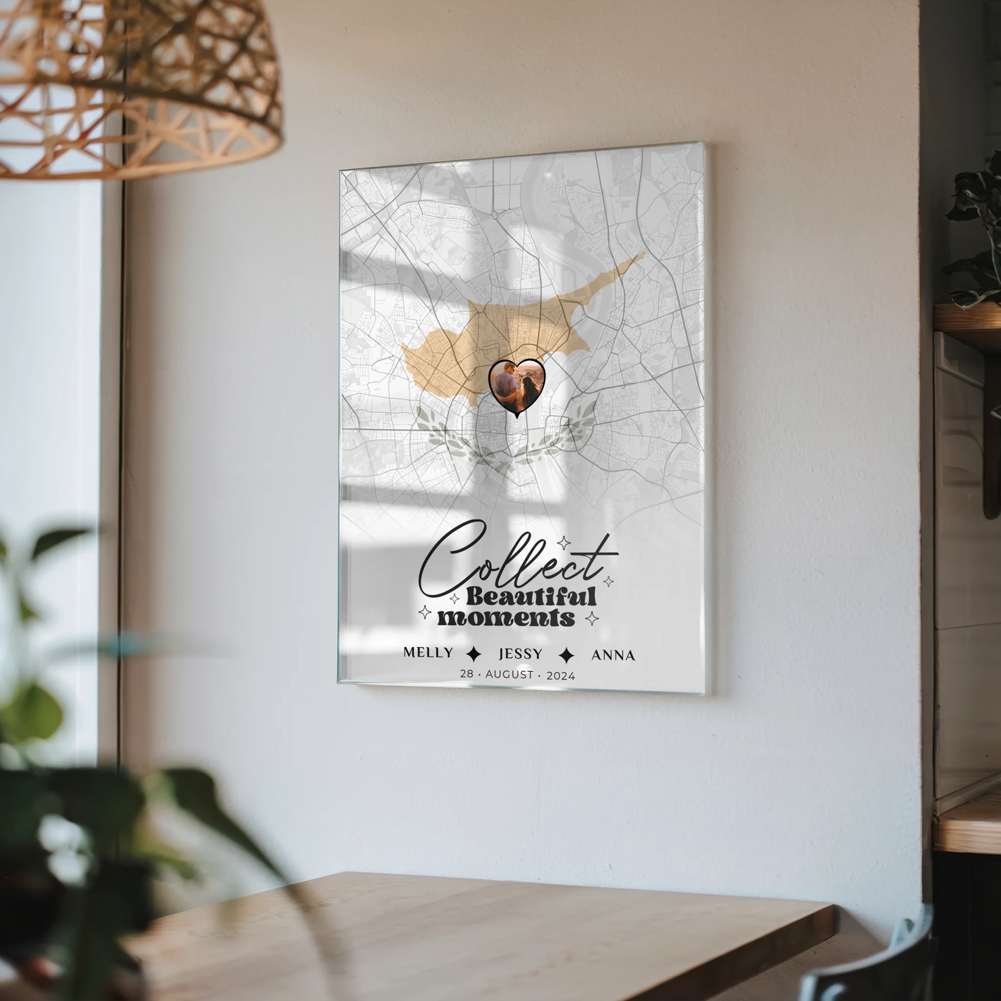 Personalisiertes Acrylglas Bild Freundinnen Zypern Stadtkarte