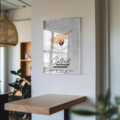 Personalisiertes Acrylglas Bild Freundinnen Zypern Stadtkarte
