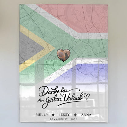 Personalisiertes Acrylglas Bild Freundinnen Stadtkarte Foto Südafrika Danke