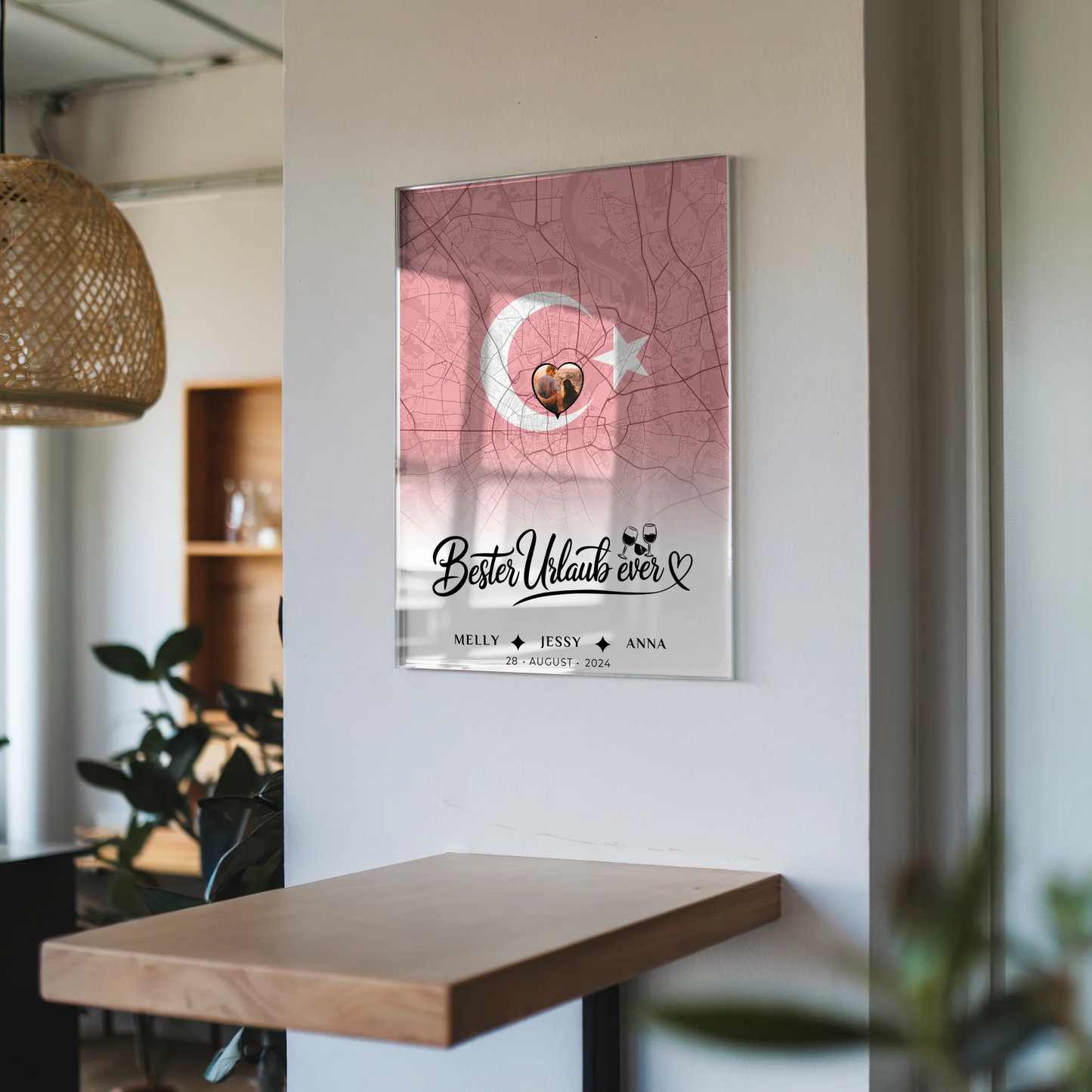 Personalisiertes Acrylglas Bild Freundinnen Stadtkarte Türkei Urlaub