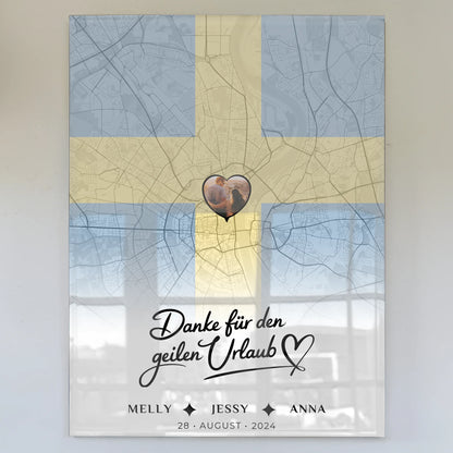 Personalisiertes Acrylglas Bild Freundinnen Stadtkarte Schweden Foto