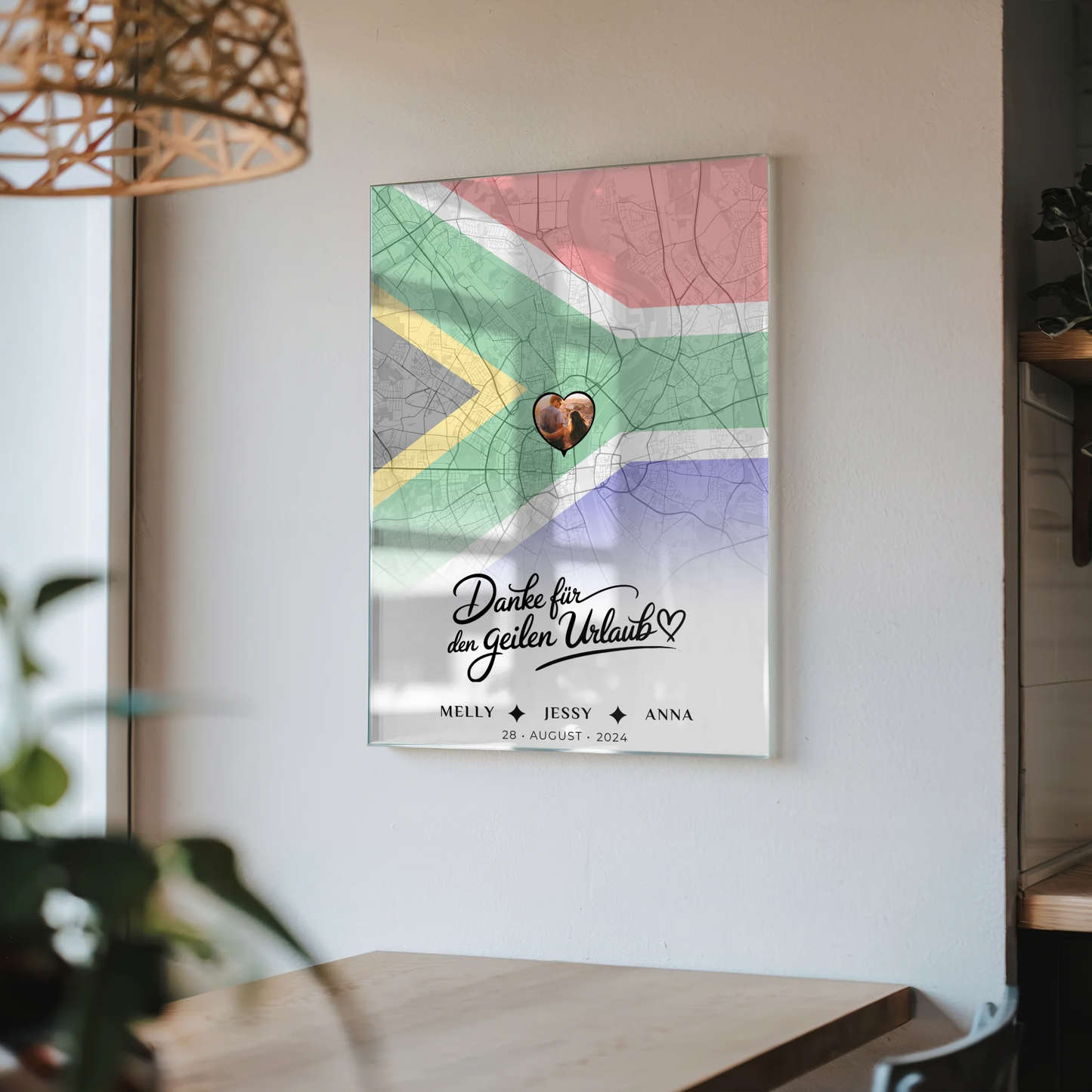 Personalisiertes Acrylglas Bild Freundinnen Stadtkarte Foto Südafrika Danke
