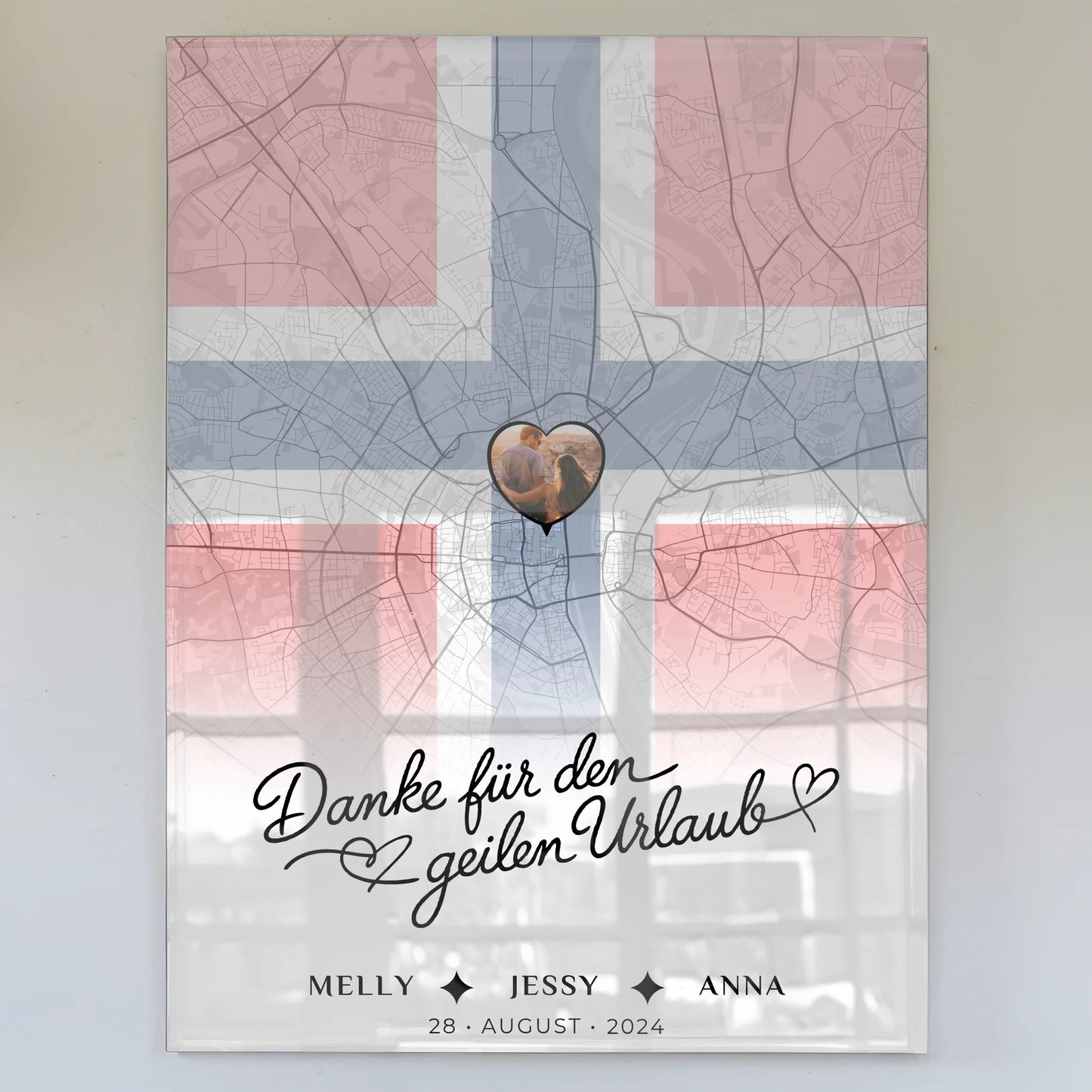 Personalisiertes Acrylglas Bild Schwester Stadtkarte Foto Norwegen Danke Für Den Geilen Urlaub