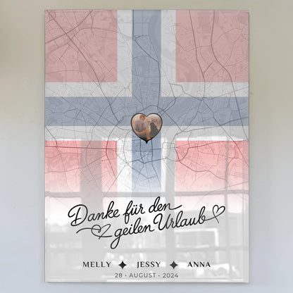 Personalisiertes Acrylglas Bild Schwester Stadtkarte Foto Norwegen Danke Für Den Geilen Urlaub