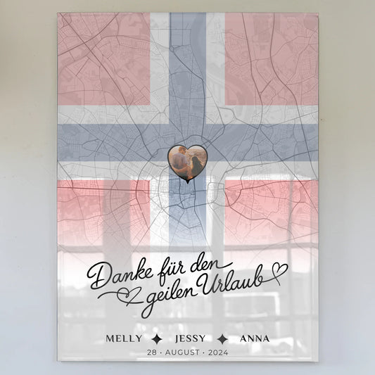 Personalisiertes Acrylglas Bild Schwester Stadtkarte Foto Norwegen Danke Für Den Geilen Urlaub