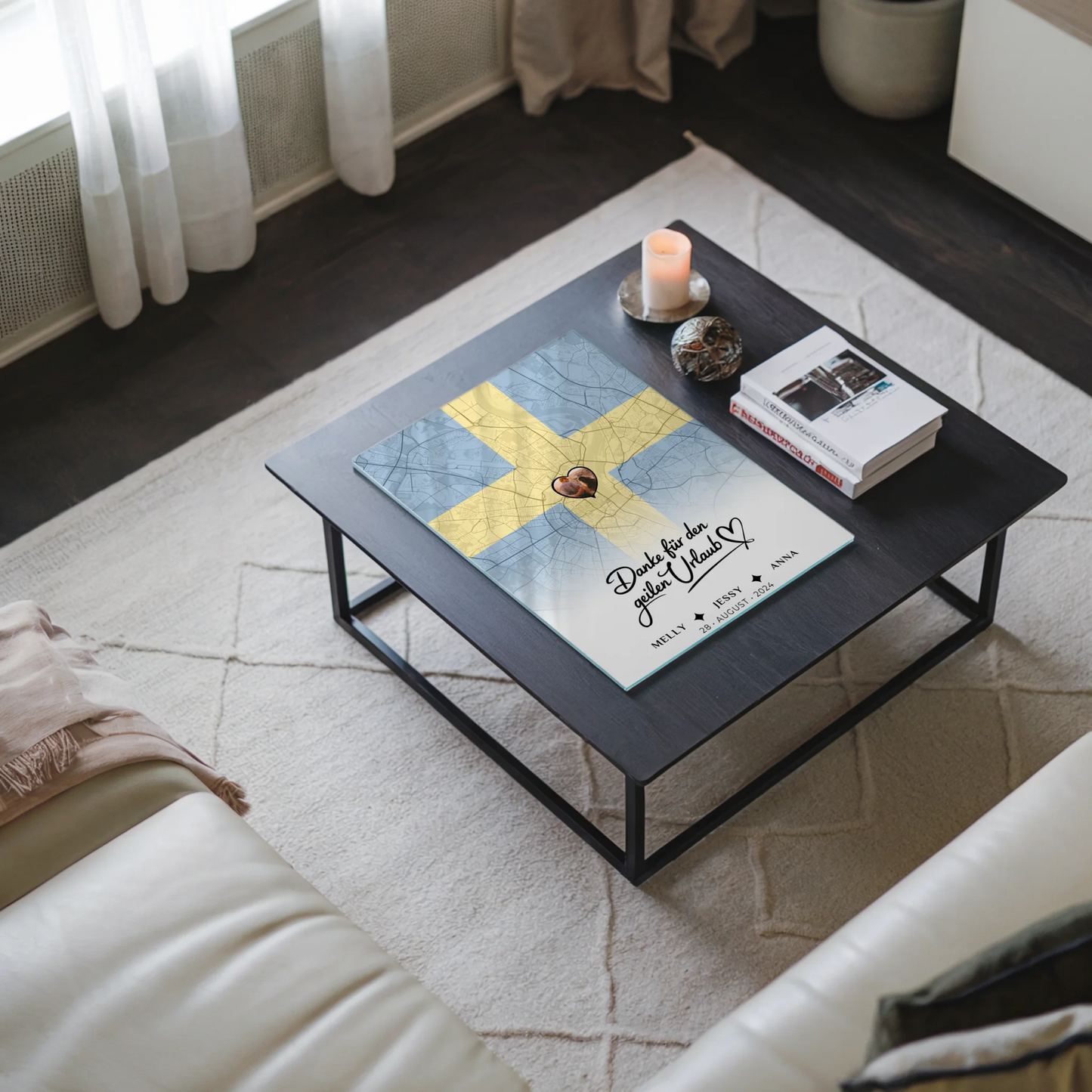 Personalisiertes Acrylglas Bild Freundinnen Stadtkarte Schweden Foto