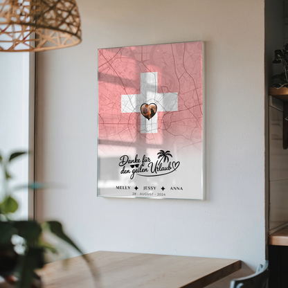 Personalisiertes Acrylglas Bild Schwester Stadtkarte Foto Schweiz