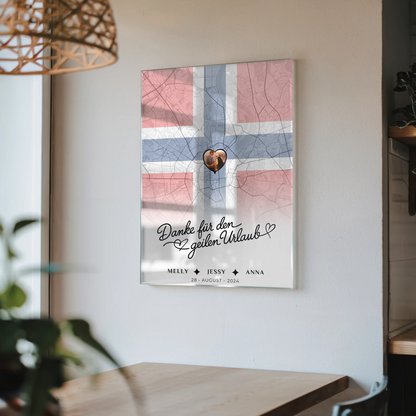 Personalisiertes Acrylglas Bild Schwester Stadtkarte Foto Norwegen Danke Für Den Geilen Urlaub