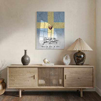 Personalisiertes Acrylglas Bild Freundinnen Stadtkarte Schweden Foto