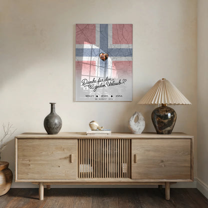 Personalisiertes Acrylglas Bild Schwester Stadtkarte Foto Norwegen Danke Für Den Geilen Urlaub