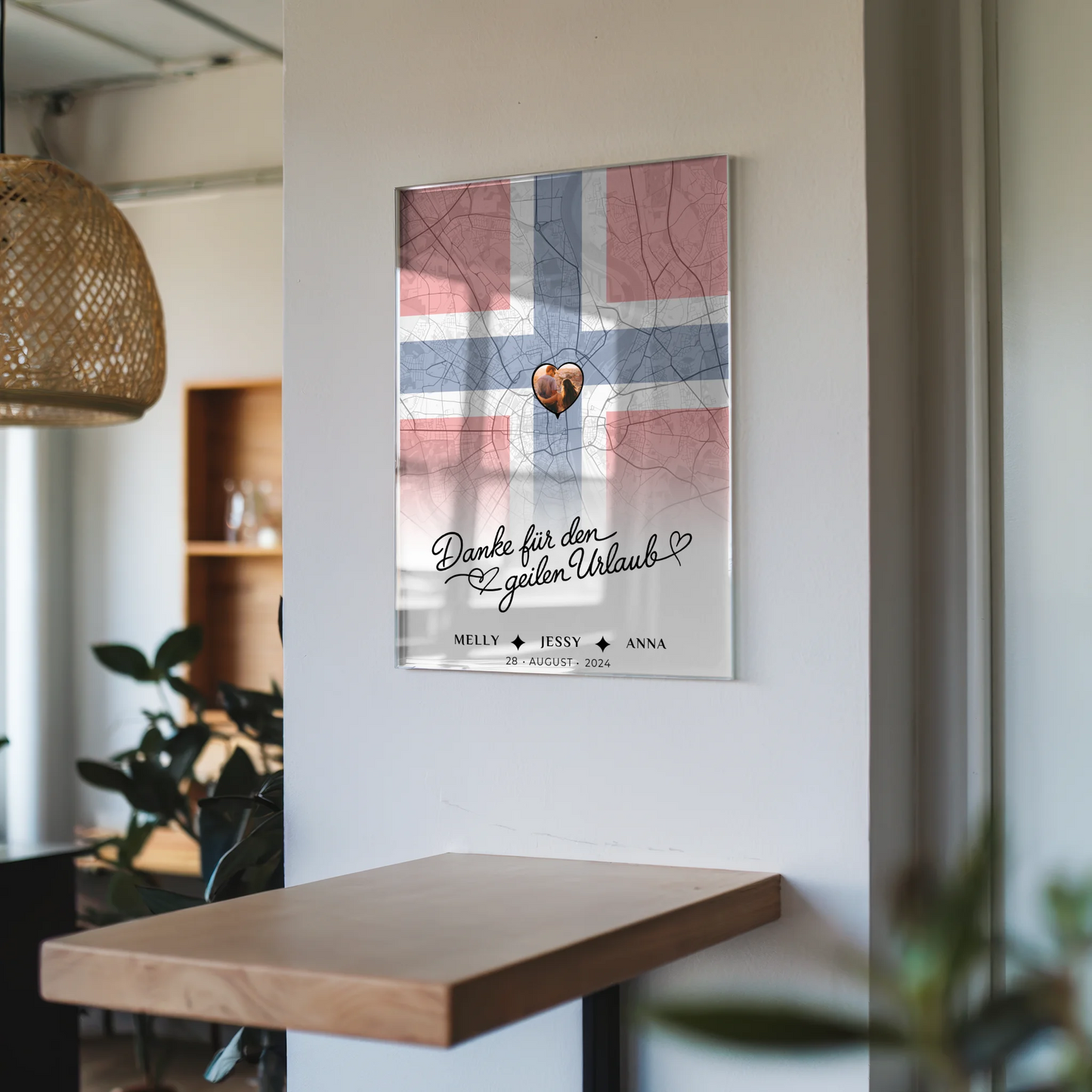 Personalisiertes Acrylglas Bild Schwester Stadtkarte Foto Norwegen Danke Für Den Geilen Urlaub