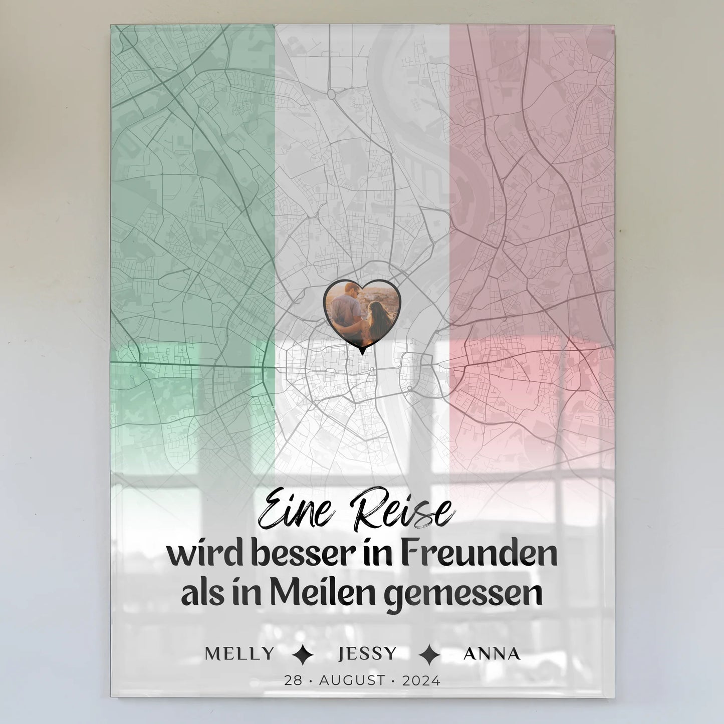 Personalisiertes Acrylglas Bild Freundinnen Stadtkarte Italien Erinnerungen
