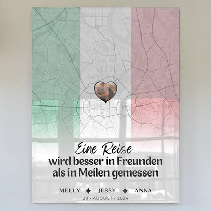 Personalisiertes Acrylglas Bild Freundinnen Stadtkarte Italien Erinnerungen