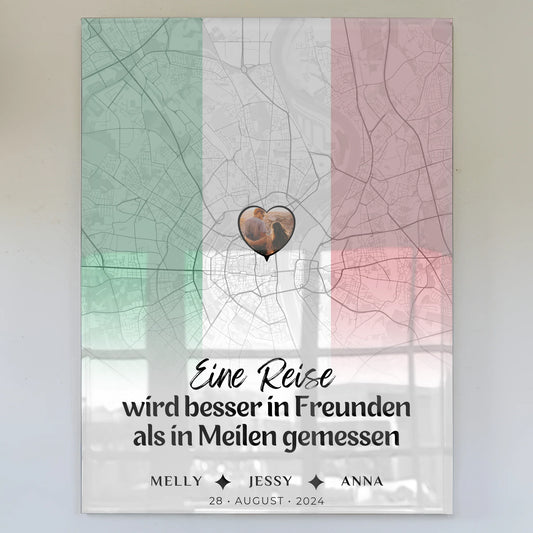 Personalisiertes Acrylglas Bild Freundinnen Stadtkarte Italien Erinnerungen