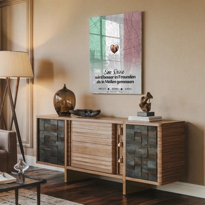 Personalisiertes Acrylglas Bild Freundinnen Stadtkarte Italien Erinnerungen
