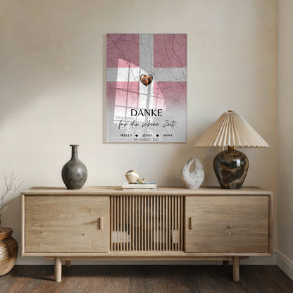 Personalisiertes Acrylglas Bild Schwester Stadtkarte Dänemark