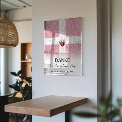 Personalisiertes Acrylglas Bild Schwester Stadtkarte Dänemark