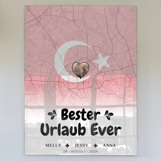 Acrylglas Bild personalisiert Freundinnen Stadtkarte Türkei Urlaub