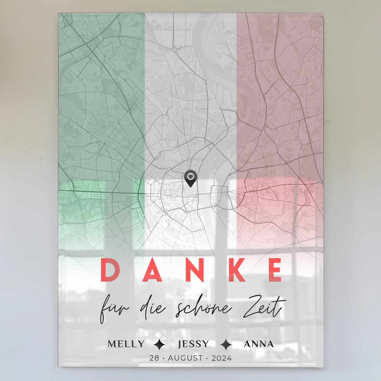 Personalisiertes Acrylglas Bild Stadtkarte Schwester Urlaub Italien Danke