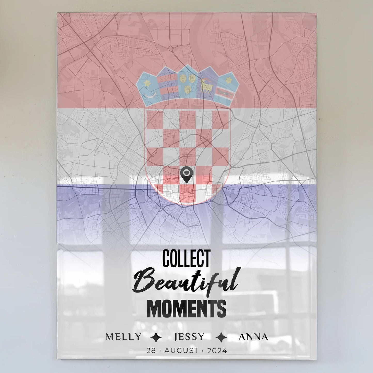 Personalisiertes Acrylglas Bild Freundinnen Stadtkarte Kroatien Urlaub