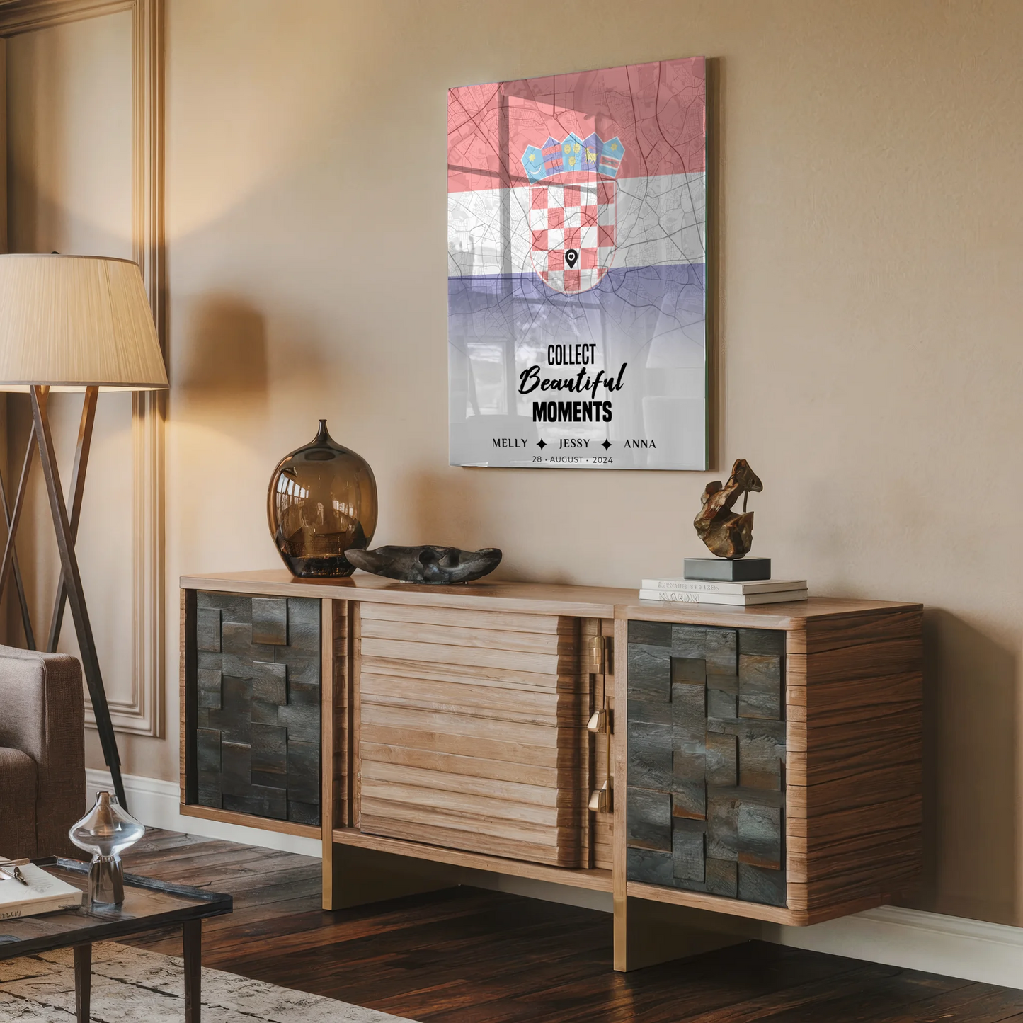 Personalisiertes Acrylglas Bild Freundinnen Stadtkarte Kroatien Urlaub